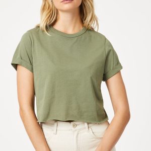 CROPPED T-SHIRT IN DEEP LICHEN GREEN