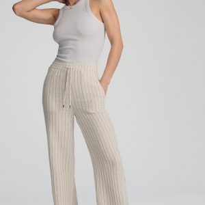 GAUZE PANTS IN GREY STRIPE