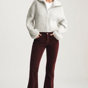 SYDNEY FLARE IN BURGUNDY VELVET