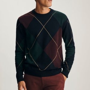 JACQUARD SWEATER IN BLACK IRIS