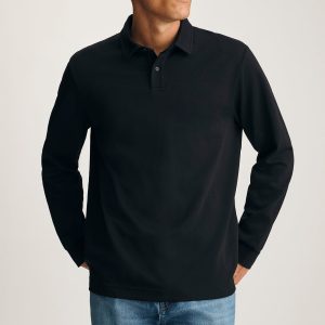 LONG SLEEVE POLO T-SHIRT IN BLACK